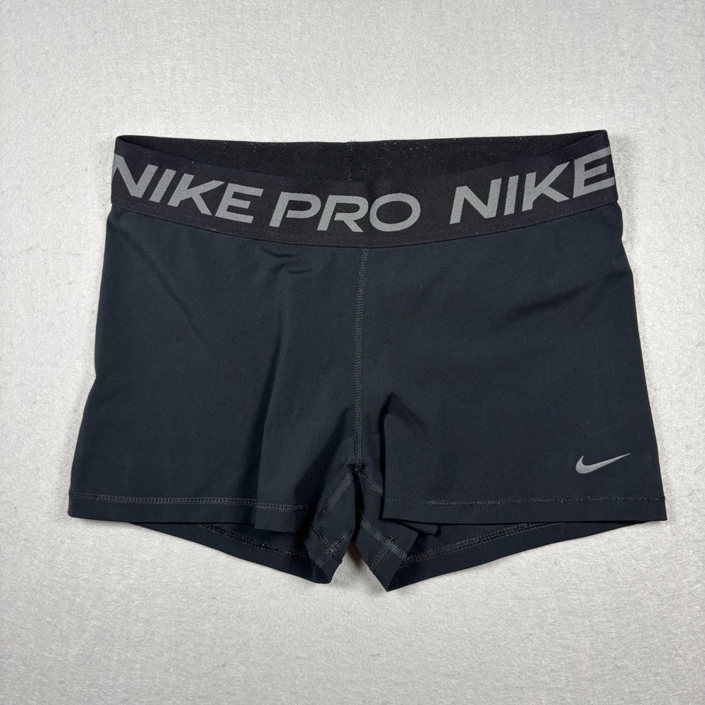 Nike Pro Women's Large Spandex Shorts Black/Gray Dri-FIT Mid-Rise 3" CZ9857-014